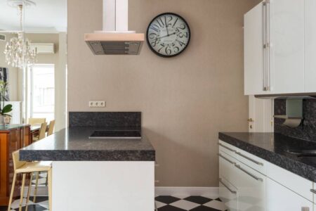black and white kitchen